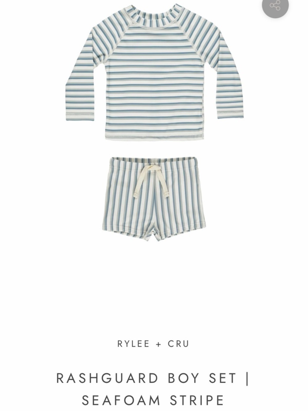 Rylee + Cru Seafoam and Cream Striped Rashguard Set